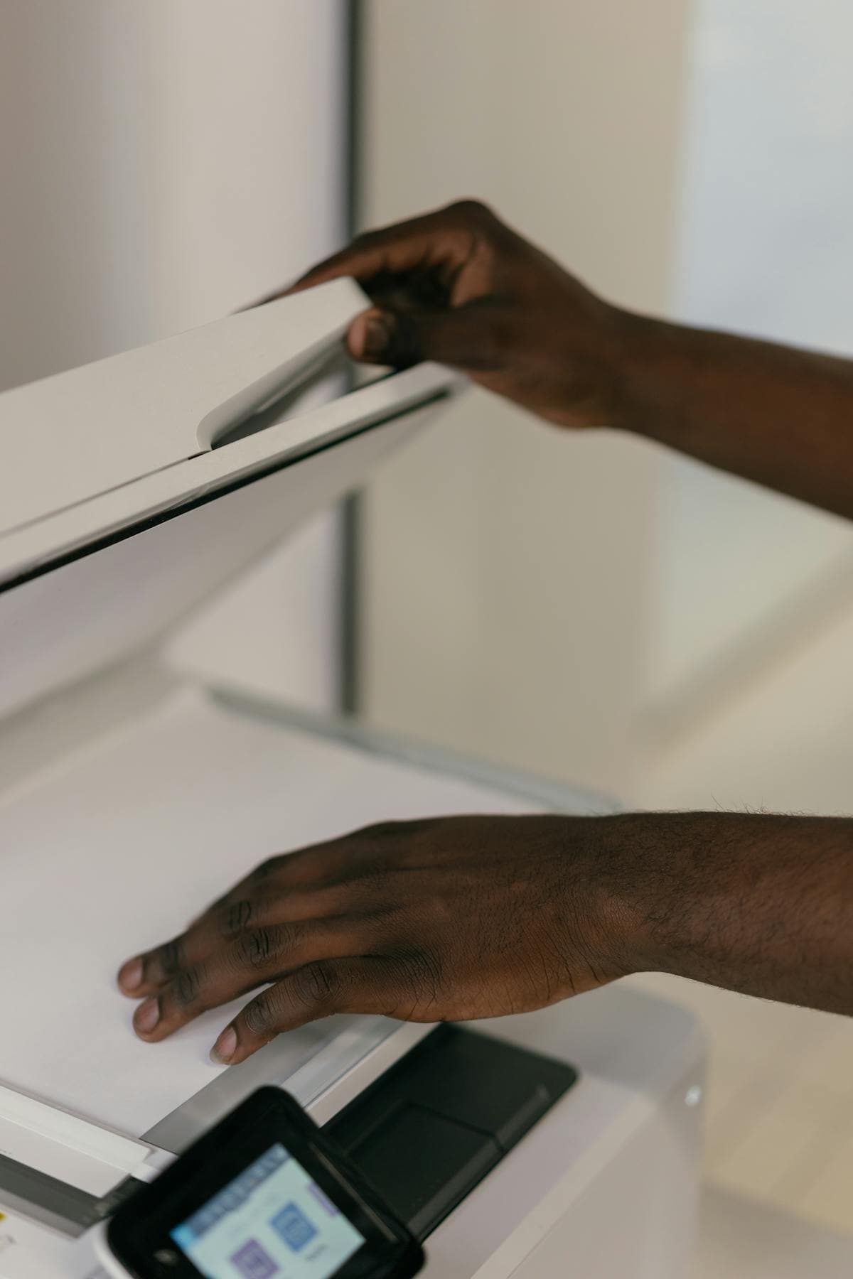 Scanner intake desk used to sanitize pdf files before metadata cleanup and QA