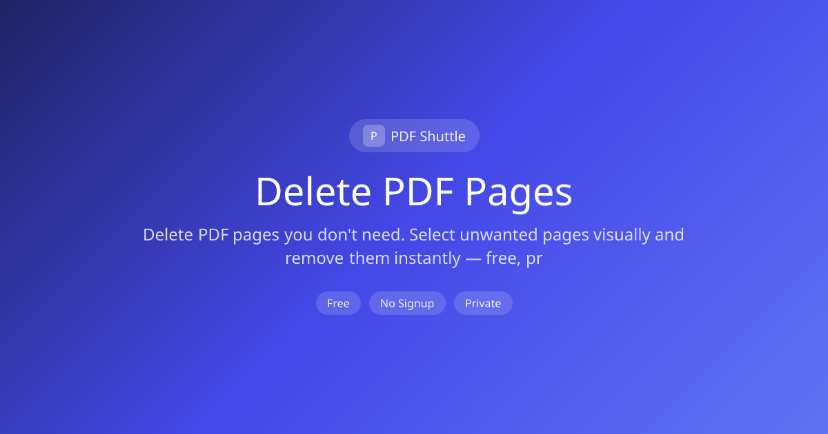 Delete PDF Pages Online - Free Delete PDF Pages Tool | PDF Shuttle