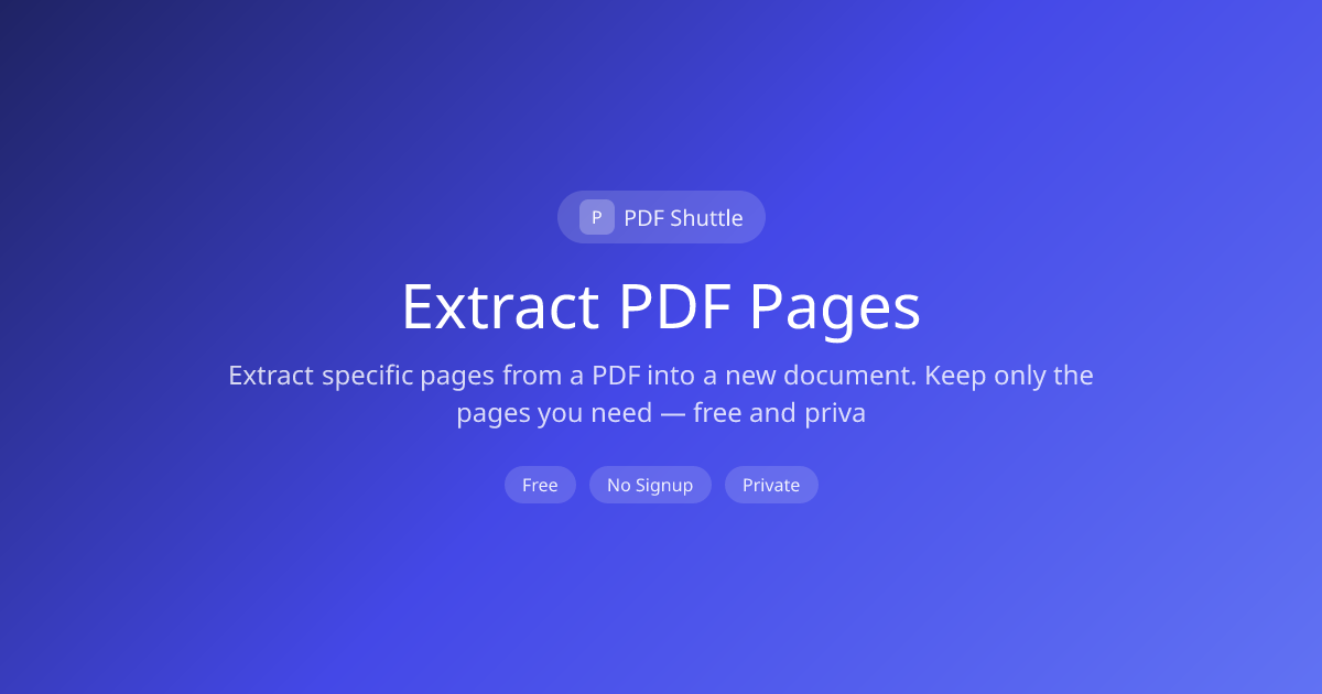 Extract PDF Pages Online - Free Extract PDF Pages Tool | PDF Shuttle