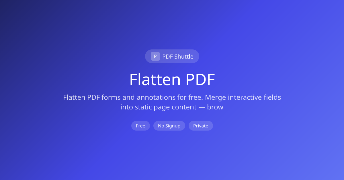 Flatten PDF Online - Free Flatten PDF Tool | PDF Shuttle
