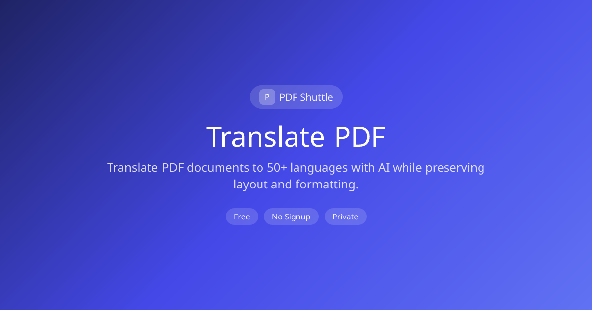 Translate PDF Online - Free Translate PDF Tool | PDF Shuttle